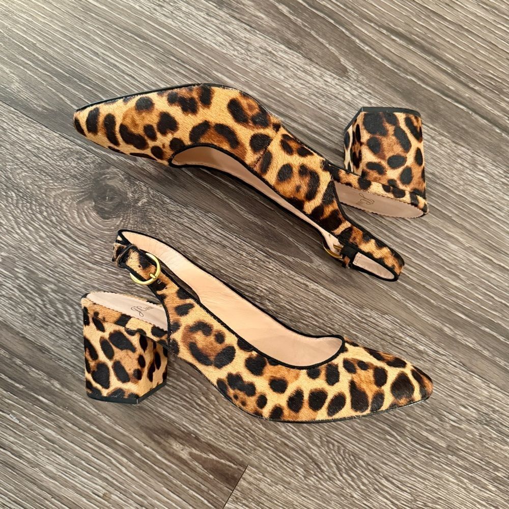 J. Crew Women's Slingback Pumps in Leopard Calf Hair - Picture 2 of 8